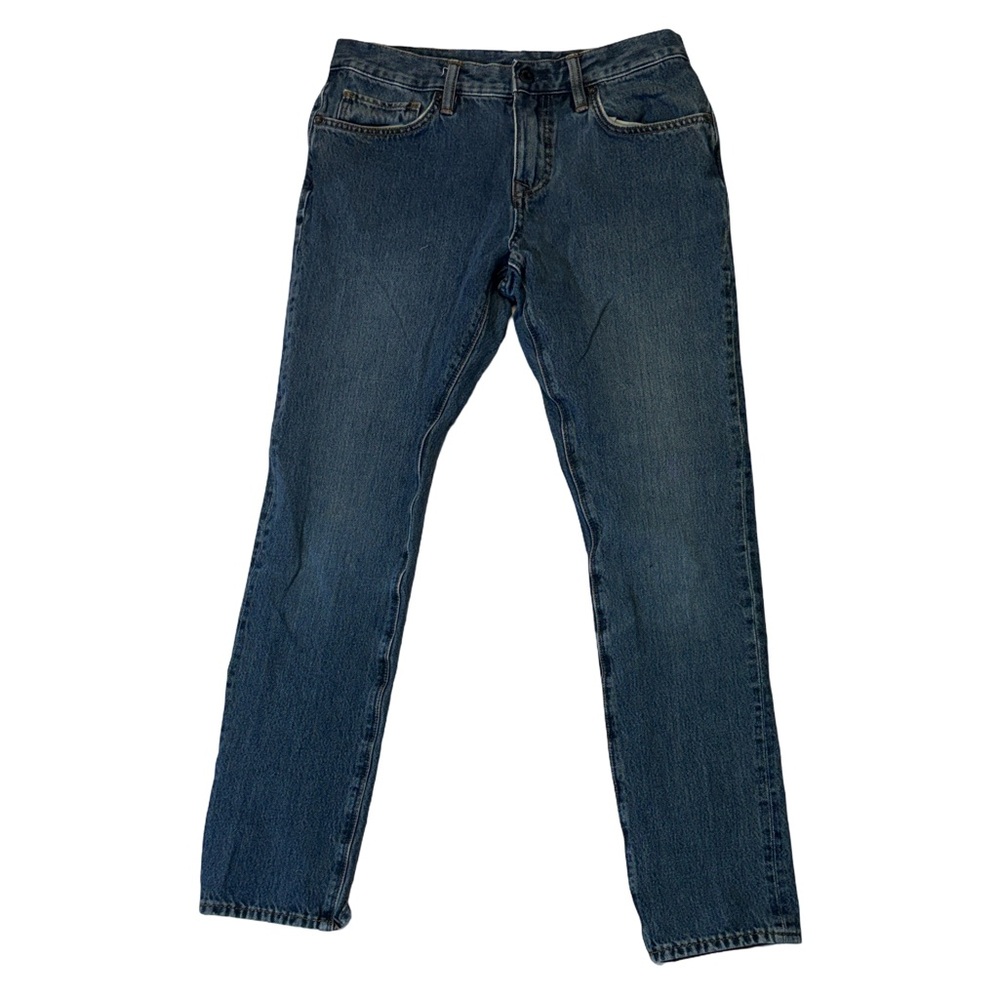 Roark mens 30x30 slim fit Hwy 133 cotton blend mid wash denim blue jeans